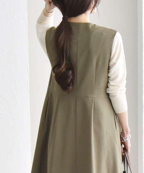 セール】quaranciel: Vカラー ロング ジレ ワンピース（ワンピース