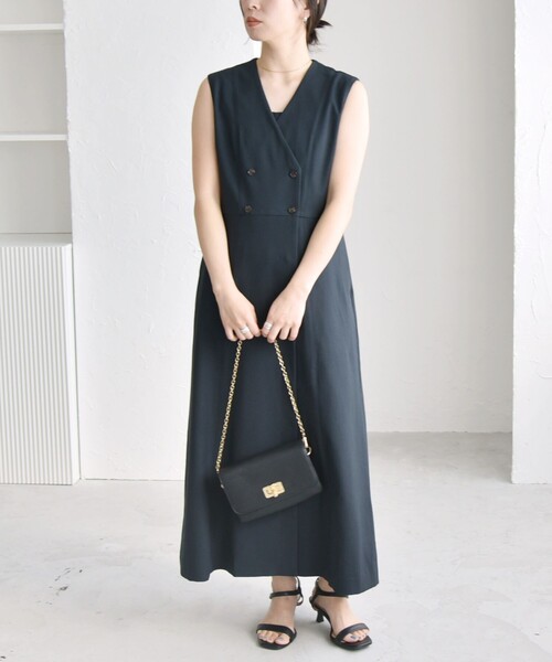 quaranciel(カランシエル)の「quaranciel: Vカラー ロング ジレ ワンピース(ワンピース・レディース・ネイビー/カーキ・ONE SIZE)」の13枚目の写真