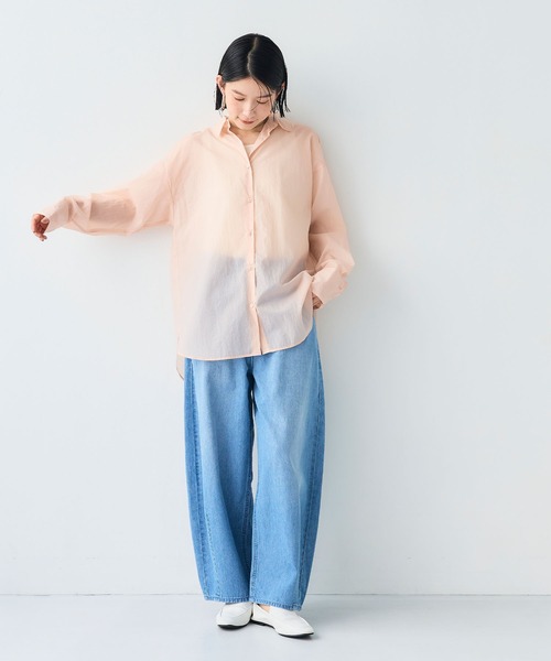 CROSS FUNCTION（クロスファンクション）の「《撥水》サマ美え エアリーシアーシャツ【CF/クロスファンクション】（シャツ/ブラウス・レディース・ライトピンク/ブラック/ベージュ・LL/L/M）」の13枚目の写真