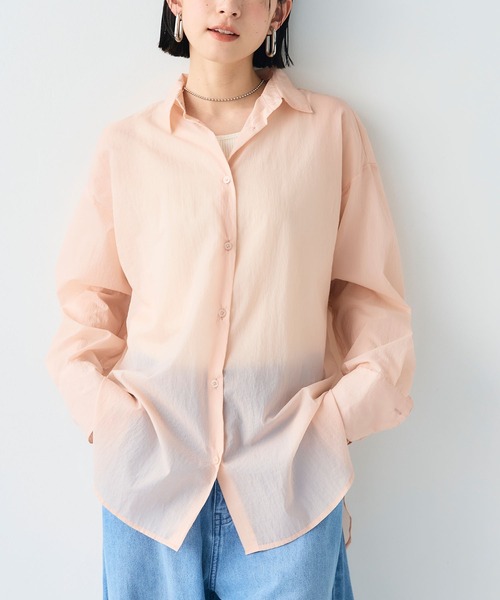 CROSS FUNCTION（クロスファンクション）の「《撥水》サマ美え エアリーシアーシャツ【CF/クロスファンクション】（シャツ/ブラウス・レディース・ライトピンク/ブラック/ベージュ・LL/L/M）」の9枚目の写真