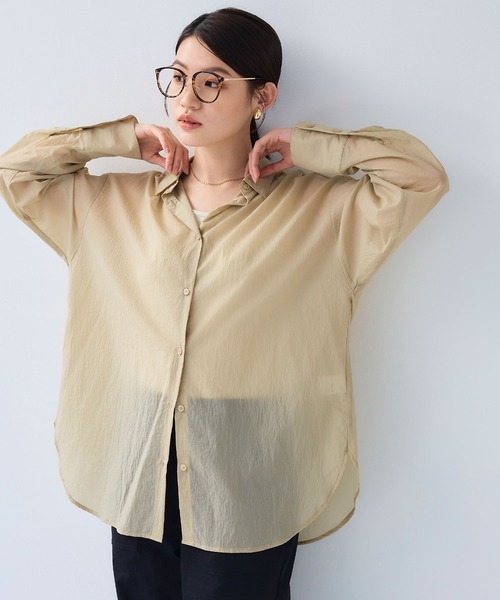 CROSS FUNCTION（クロスファンクション）の「《撥水》サマ美え エアリーシアーシャツ【CF/クロスファンクション】（シャツ/ブラウス・レディース・ライトピンク/ブラック/ベージュ・LL/L/M）」の17枚目の写真