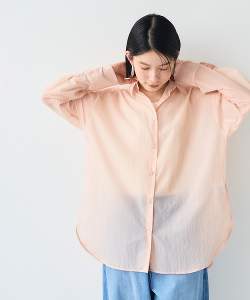 CROSS FUNCTION（クロスファンクション）の「《撥水》サマ美え エアリーシアーシャツ【CF/クロスファンクション】（シャツ/ブラウス・レディース・ライトピンク/ブラック/ベージュ・LL/L/M）」の5枚目の写真