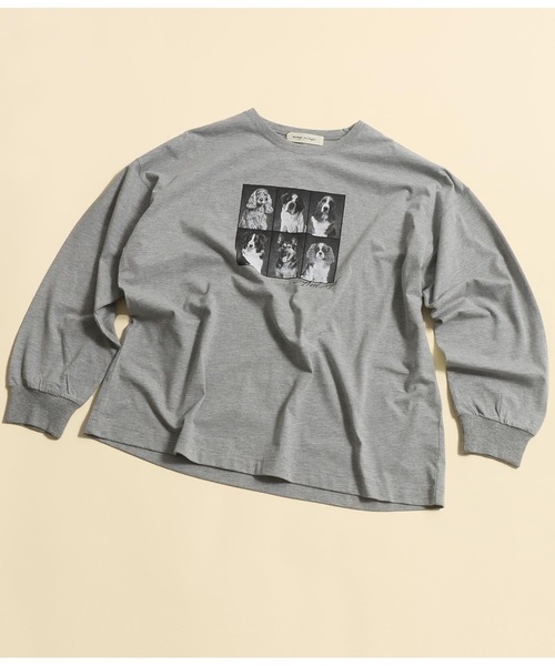 anap mimpi(アナップミンピ)の「コマ割 ドッグ フォト プリント 長袖 ビッグ ロンT(Tシャツ/カットソー・レディース・グレー/ブラック・FREE)」の16枚目の写真