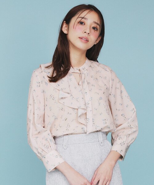 セール】フラワーフリルボウタイブラウス【洗濯機洗い可】（シャツ