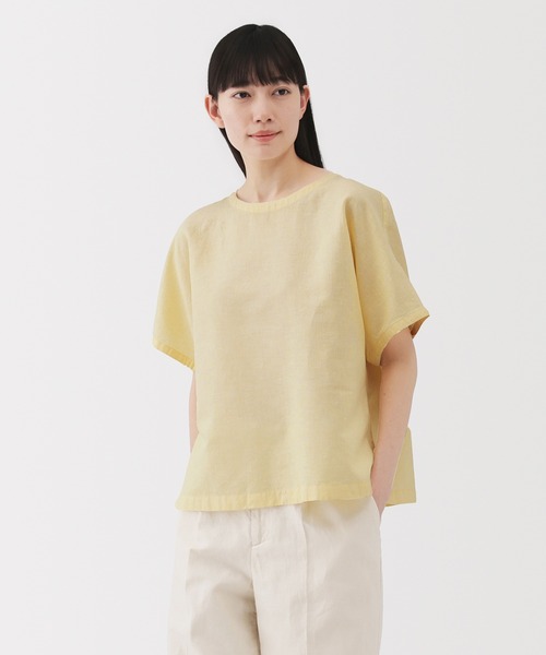 無印良品(ムジルシリョウヒン)の「婦人 ヘンプ コットン 半袖ブラウス(シャツ/ブラウス・レディース・ブルー系/イエロー系/ホワイト/ブラック・S/M/L/XL)」の4枚目の写真