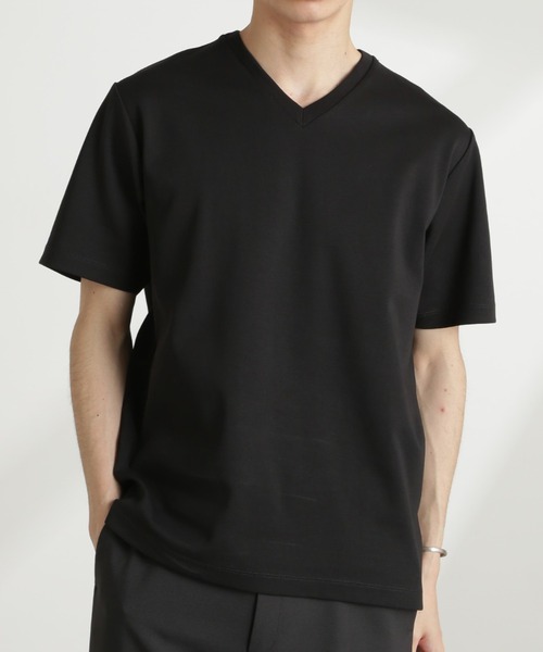 NANO universe（ナノユニバース）の「ダブルスムースVネックTシャツ 半袖（Tシャツ/カットソー・メンズ・ホワイト/カーキ/ブラック/ダークグレー・XL/L/M/S）」の3枚目の写真