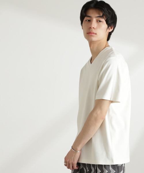 NANO universe（ナノユニバース）の「ダブルスムースVネックTシャツ 半袖（Tシャツ/カットソー・メンズ・ホワイト/カーキ/ブラック/ダークグレー・XL/L/M/S）」の10枚目の写真