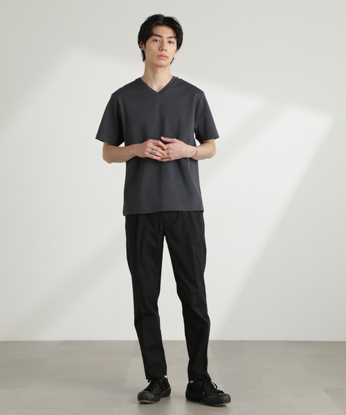 NANO universe（ナノユニバース）の「ダブルスムースVネックTシャツ 半袖（Tシャツ/カットソー・メンズ・ホワイト/カーキ/ブラック/ダークグレー・XL/L/M/S）」の22枚目の写真