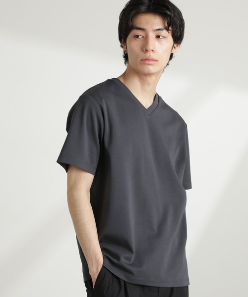 NANO universe（ナノユニバース）の「ダブルスムースVネックTシャツ 半袖（Tシャツ/カットソー・メンズ・ホワイト/カーキ/ブラック/ダークグレー・XL/L/M/S）」の17枚目の写真