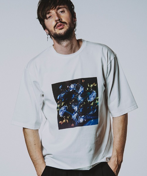 NO ID.(ノーアイディ)の「mt9650-FlowerプリントT Tシャツ(Tシャツ/カットソー・メンズ・ブラック/ホワイト・ONE SIZE)」の22枚目の写真