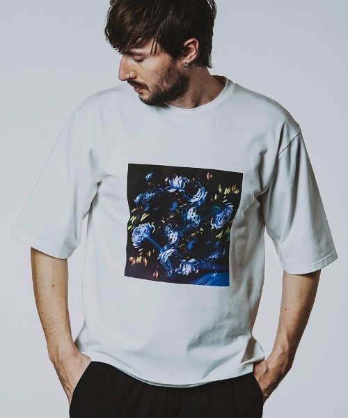 NO ID.(ノーアイディ)の「mt9650-FlowerプリントT Tシャツ(Tシャツ/カットソー・メンズ・ブラック/ホワイト・ONE SIZE)」の20枚目の写真