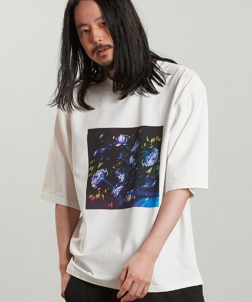 NO ID.(ノーアイディ)の「mt9650-FlowerプリントT Tシャツ(Tシャツ/カットソー・メンズ・ブラック/ホワイト・ONE SIZE)」の18枚目の写真