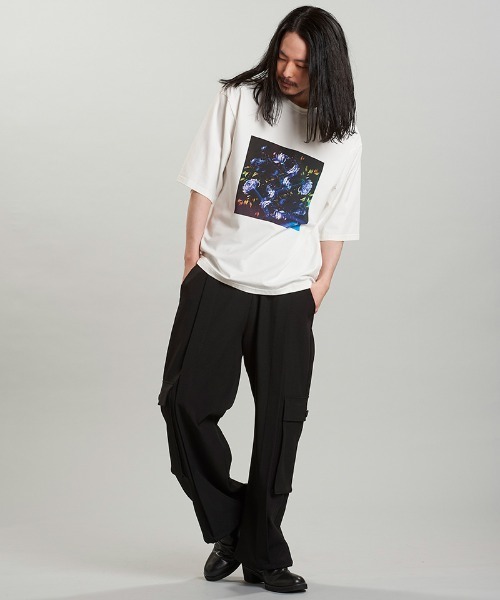 NO ID.(ノーアイディ)の「mt9650-FlowerプリントT Tシャツ(Tシャツ/カットソー・メンズ・ブラック/ホワイト・ONE SIZE)」の16枚目の写真