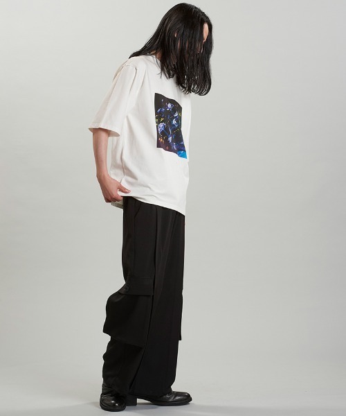 NO ID.(ノーアイディ)の「mt9650-FlowerプリントT Tシャツ(Tシャツ/カットソー・メンズ・ブラック/ホワイト・ONE SIZE)」の15枚目の写真