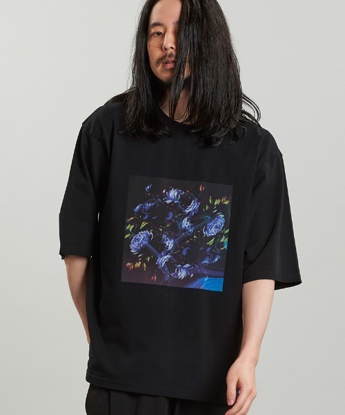 NO ID.(ノーアイディ)の「mt9650-FlowerプリントT Tシャツ(Tシャツ/カットソー・メンズ・ブラック/ホワイト・ONE SIZE)」の13枚目の写真