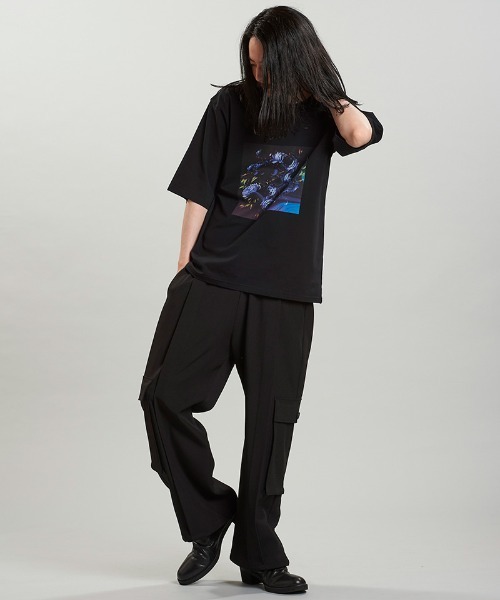 NO ID.(ノーアイディ)の「mt9650-FlowerプリントT Tシャツ(Tシャツ/カットソー・メンズ・ブラック/ホワイト・ONE SIZE)」の10枚目の写真