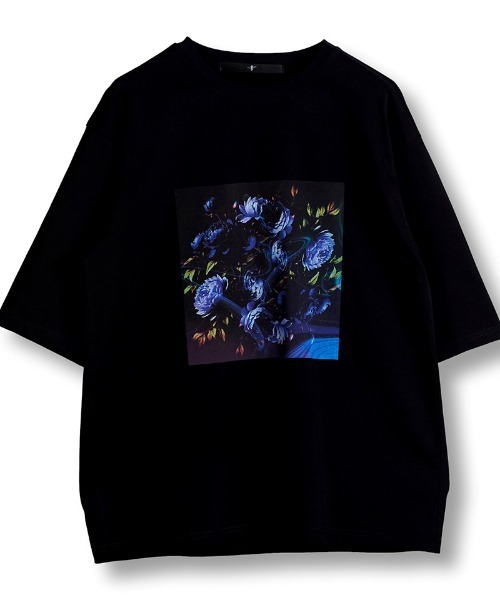 NO ID.(ノーアイディ)の「mt9650-FlowerプリントT Tシャツ(Tシャツ/カットソー・メンズ・ブラック/ホワイト・ONE SIZE)」の9枚目の写真