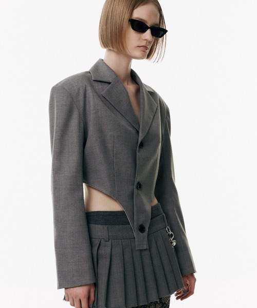 JOSE MOON(ジョゼムーン)の「HEM CUT SUITS JACKET/ヘムカットスーツジャケット(テーラードジャケット・レディース・ブラック/グレー・FREE)」の13枚目の写真