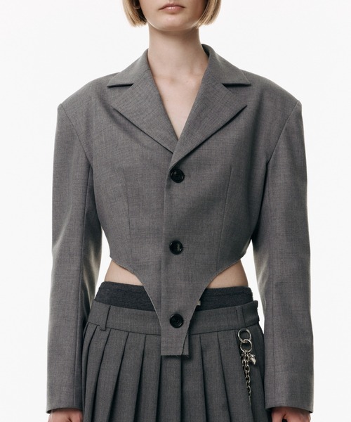 JOSE MOON(ジョゼムーン)の「HEM CUT SUITS JACKET/ヘムカットスーツジャケット(テーラードジャケット・レディース・ブラック/グレー・FREE)」の14枚目の写真