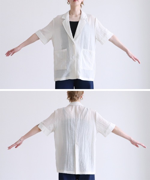 reca（レカ）の「シアー半袖テーラージャケット（テーラードジャケット・レディース・ブラック/アイボリー・M）」の21枚目の写真