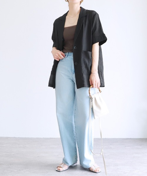 reca（レカ）の「シアー半袖テーラージャケット（テーラードジャケット・レディース・ブラック/アイボリー・M）」の15枚目の写真