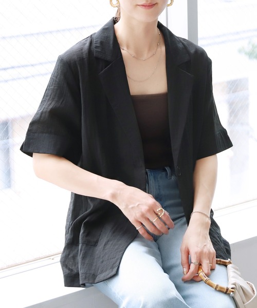 reca（レカ）の「シアー半袖テーラージャケット（テーラードジャケット・レディース・ブラック/アイボリー・M）」の17枚目の写真