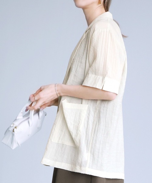 reca（レカ）の「シアー半袖テーラージャケット（テーラードジャケット・レディース・ブラック/アイボリー・M）」の11枚目の写真