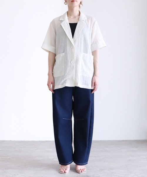 reca（レカ）の「シアー半袖テーラージャケット（テーラードジャケット・レディース・ブラック/アイボリー・M）」の18枚目の写真