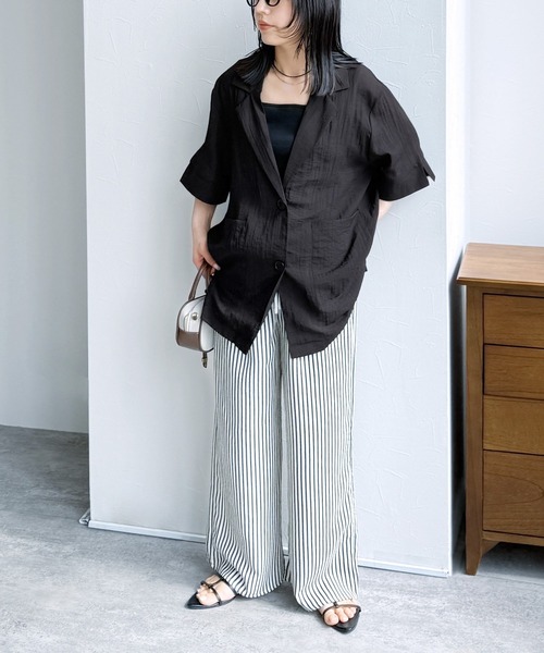 reca(レカ)の「シアー半袖テーラージャケット(テーラードジャケット・レディース・ブラック/アイボリー/チャコールグレー・M)」の18枚目の写真