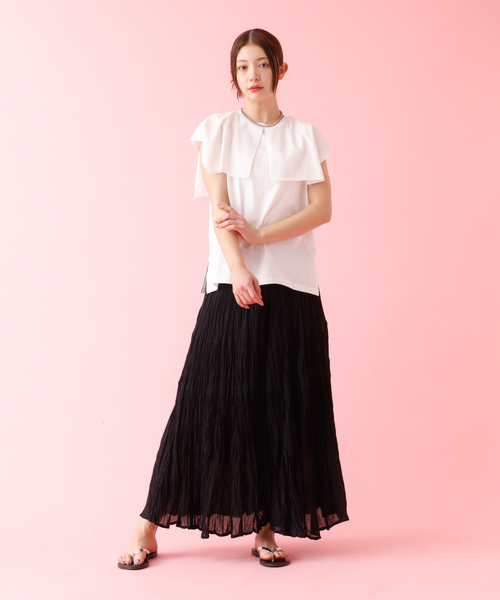 Rouge vif la cle（ルージュヴィフラクレ）の「【Le Melange/ル・メランジュ】コットンギャザースカート/機能素材/ギャザー/スカート【WEB限定】（スカート・レディース・ブラック/オレンジ/ホワイト/イエロー・S/M）」の17枚目の写真