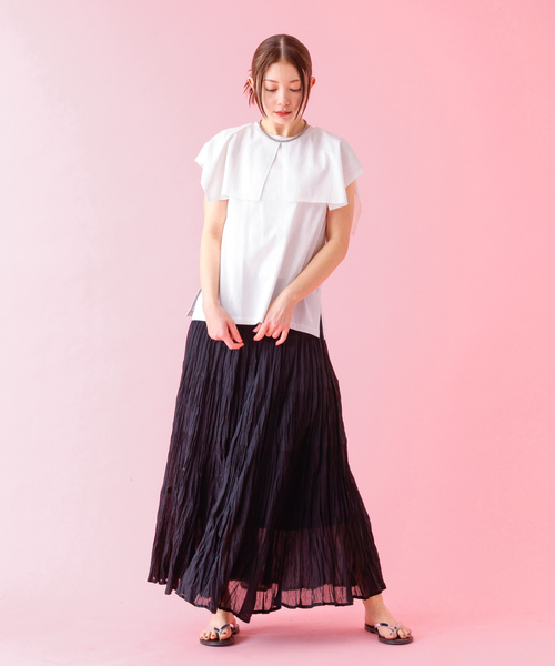 Rouge vif la cle（ルージュヴィフラクレ）の「【Le Melange/ル・メランジュ】コットンギャザースカート/機能素材/ギャザー/スカート【WEB限定】（スカート・レディース・ブラック/オレンジ/ホワイト/イエロー・S/M）」の16枚目の写真