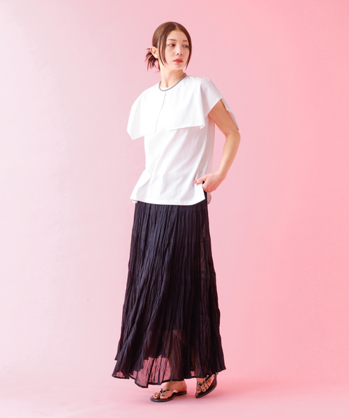 Rouge vif la cle（ルージュヴィフラクレ）の「【Le Melange/ル・メランジュ】コットンギャザースカート/機能素材/ギャザー/スカート【WEB限定】（スカート・レディース・ブラック/オレンジ/ホワイト/イエロー・S/M）」の15枚目の写真