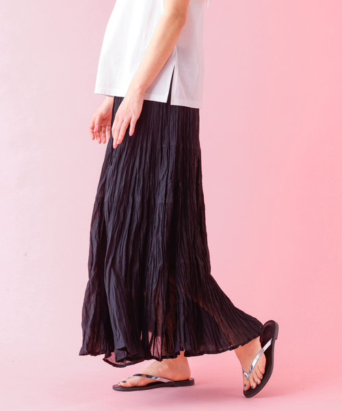 Rouge vif la cle（ルージュヴィフラクレ）の「【Le Melange/ル・メランジュ】コットンギャザースカート/機能素材/ギャザー/スカート【WEB限定】（スカート・レディース・ブラック/オレンジ/ホワイト/イエロー・S/M）」の14枚目の写真