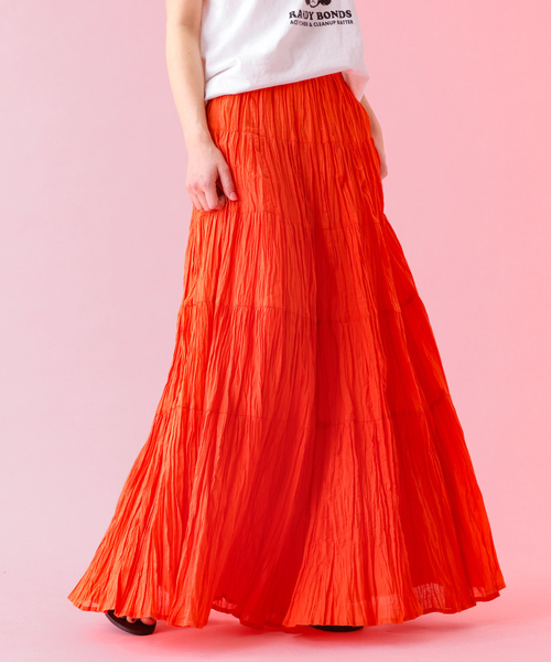 Rouge vif la cle（ルージュヴィフラクレ）の「【Le Melange/ル・メランジュ】コットンギャザースカート/機能素材/ギャザー/スカート【WEB限定】（スカート・レディース・ブラック/オレンジ/ホワイト/イエロー・S/M）」の6枚目の写真