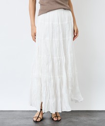 【Le Melange/ル・メランジュ】コットンギャザースカート/機能素材/ギャザー/スカート【WEB限定】