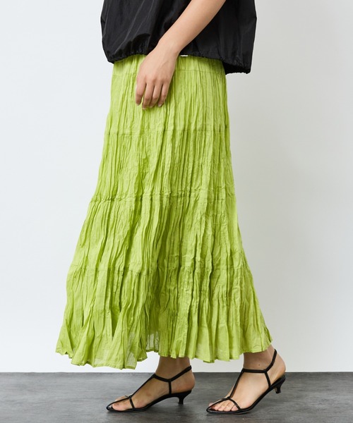 Rouge vif la cle（ルージュヴィフラクレ）の「【Le Melange/ル・メランジュ】コットンギャザースカート/機能素材/ギャザー/スカート【WEB限定】（スカート・レディース・ブラック/オレンジ/ホワイト/イエロー・S/M）」の3枚目の写真