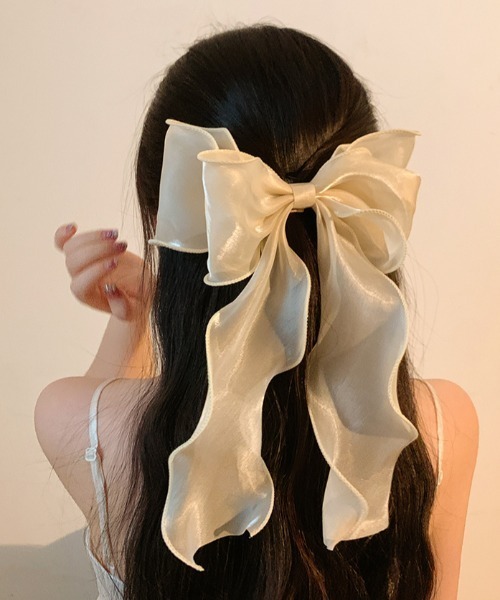 セール】サテン風ビッグリボンバレッタ / ヘアクリップ