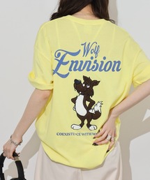 サガラ刺繍　フロントプリントロゴ　ワイドTシャツ