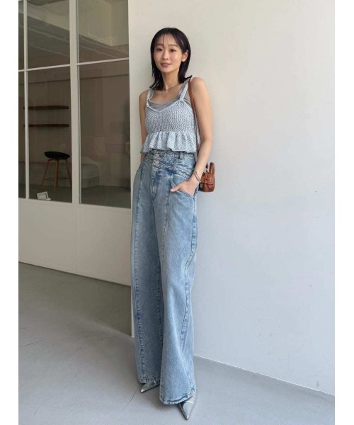FRAY I.D アシメダブルウエストワイドデニムパンツ セール】アシメダブルウエストワイドデニムパンツ（その他パンツ