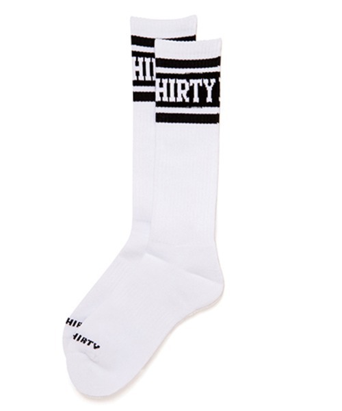 430（フォーサーティ）の「mko12850- COL LOGO HIGH SOX ハイソックス（ソックス/靴下・メンズ・ブラック/ホワイト・FREE）」の2枚目の写真