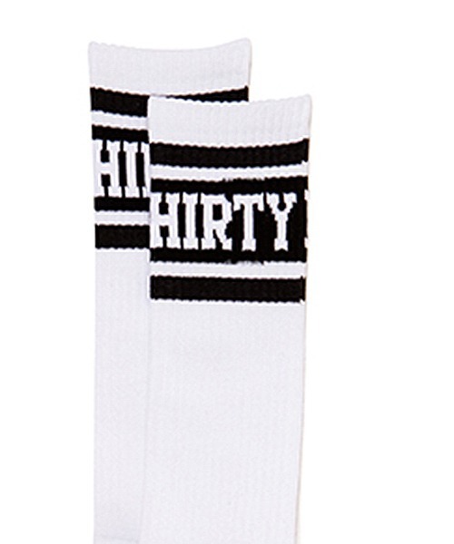 430（フォーサーティ）の「mko12850- COL LOGO HIGH SOX ハイソックス（ソックス/靴下・メンズ・ブラック/ホワイト・FREE）」の3枚目の写真