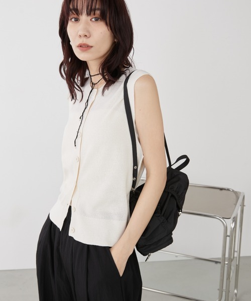 Auntie Rosa Holiday(アンティローザホリデー)の「カノコ編みクルーネックニットベスト(ベスト・レディース・レッド/アイボリー/ブラック・FREE)」の15枚目の写真