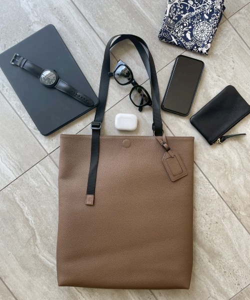 SOLATINA（ソラチナ）の「SBI-00008　ハンドル調整シンプルトート　大サイズ　※A4収納可（トートバッグ・メンズ・ブルー/ネイビー/ブラック/グレイッシュベージュ・FREE）」の3枚目の写真