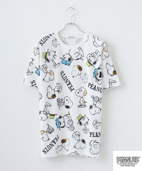 PEANUTS(ピーナッツ)の「PEANUTS プリント天竺半袖Tシャツ(Tシャツ/カットソー・メンズ・ホワイト/ライトカーキ/ブルーグレー・M/L/LL)」の4枚目の写真
