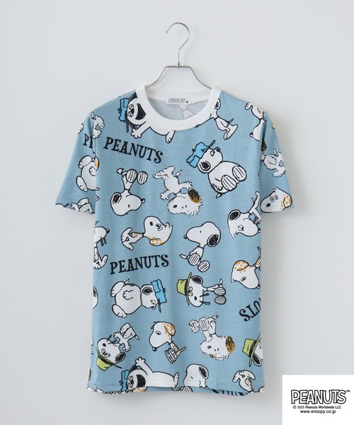 PEANUTS(ピーナッツ)の「PEANUTS プリント天竺半袖Tシャツ(Tシャツ/カットソー・メンズ・ホワイト/ライトカーキ/ブルーグレー・M/L/LL)」の6枚目の写真