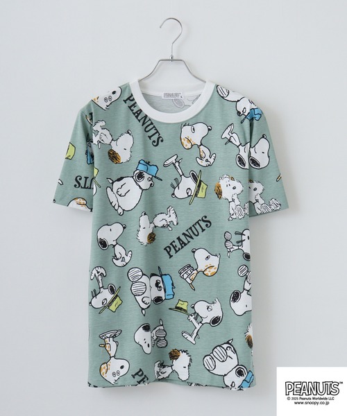 PEANUTS(ピーナッツ)の「PEANUTS プリント天竺半袖Tシャツ(Tシャツ/カットソー・メンズ・ホワイト/ライトカーキ/ブルーグレー・M/L/LL)」の5枚目の写真