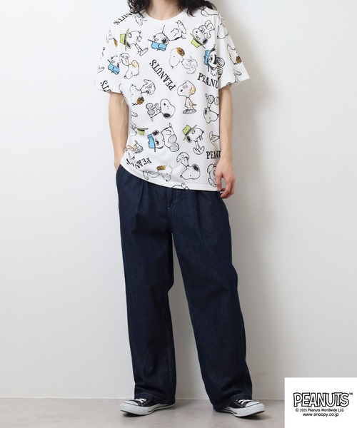 PEANUTS(ピーナッツ)の「PEANUTS プリント天竺半袖Tシャツ(Tシャツ/カットソー・メンズ・ホワイト/ライトカーキ/ブルーグレー・M/L/LL)」の14枚目の写真