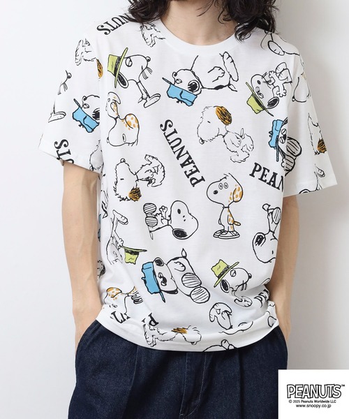 PEANUTS(ピーナッツ)の「PEANUTS プリント天竺半袖Tシャツ(Tシャツ/カットソー・メンズ・ホワイト/ライトカーキ/ブルーグレー・M/L/LL)」の13枚目の写真
