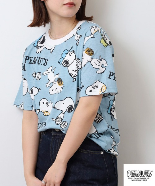 PEANUTS(ピーナッツ)の「PEANUTS プリント天竺半袖Tシャツ(Tシャツ/カットソー・メンズ・ホワイト/ライトカーキ/ブルーグレー・M/L/LL)」の17枚目の写真