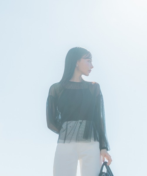 Petitjo（プッチージョ）の「小さいサイズ　チュールシアートップス　低身長さん・小柄女性（Tシャツ/カットソー・レディース・ブラック・PS/PM）」の4枚目の写真